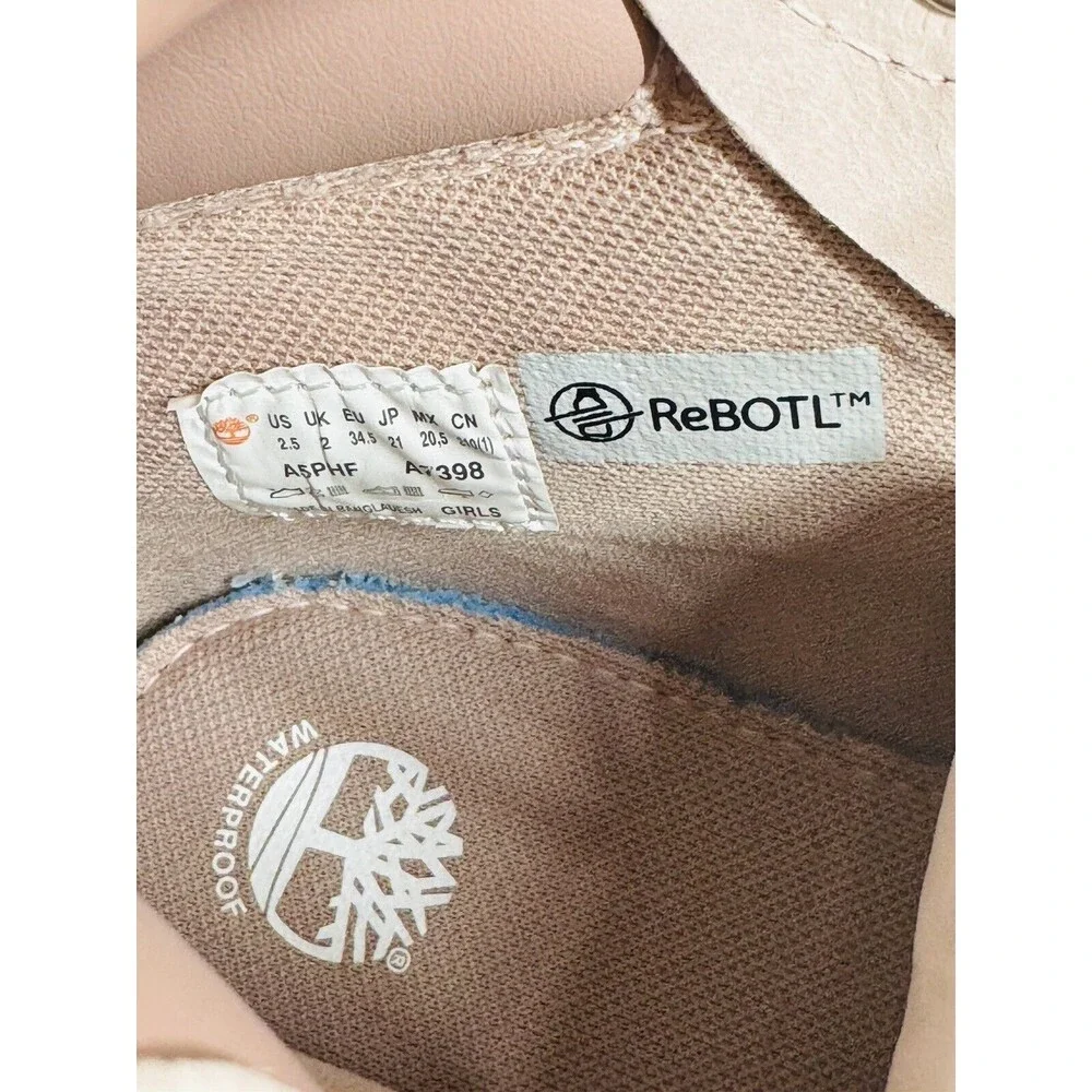 New Timberland Big Girls 6" Classic Water Resistant Boots Sz 2.5 in Light Pink - Picture 10 of 11